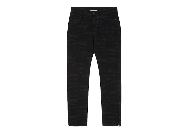 Pre-owned X Iceberg Aop Denim Jeans Black