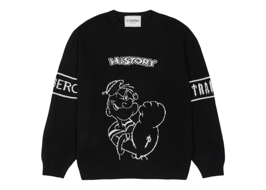 Pre-owned Trapstar X Iceberg Knitted Popeye Sweater Black | ModeSens
