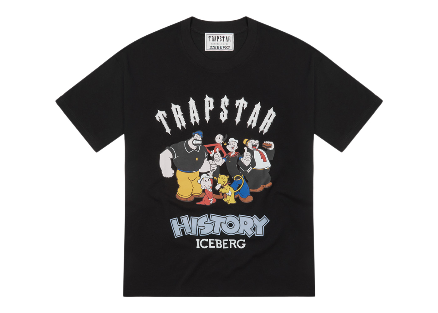 Trapstar x Iceberg Popeye Chenille + Print Oversized T-shirt Black 