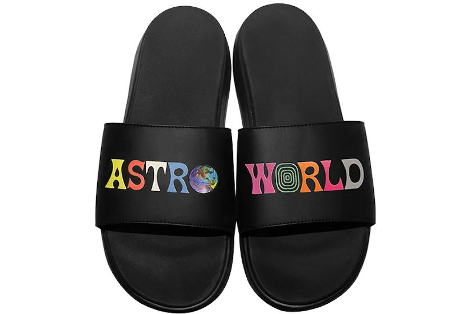 Travis Scott Color Logo Slides Travis Scott Astroworld Black Multi