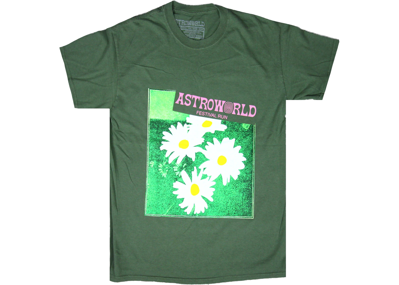Travis Scott Astroworld Festival Run Flower Tee Olive