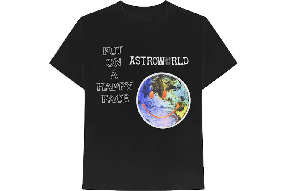 Travis Scott Astroworld Happy Face Tee Black Men s FW18 GB