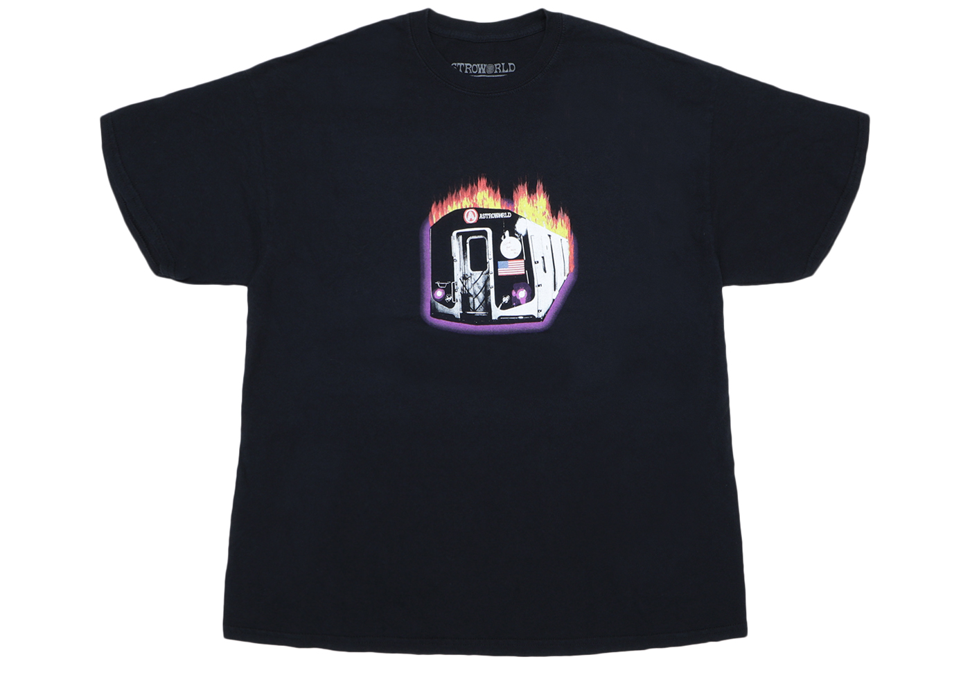 Travis Scott Astroworld Tour Burning Train Barclays Tee Black 