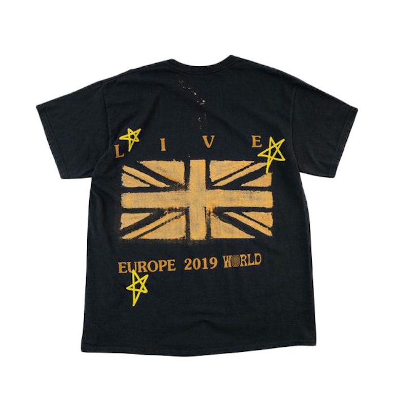 Pre-owned Travis Scott Astroworld Tour London Union Jack T-shirt Black