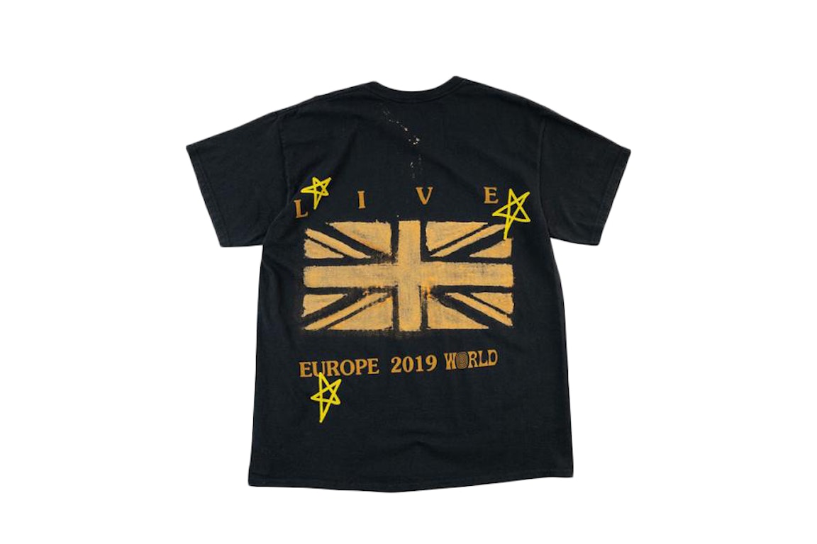 Pre-owned Travis Scott Astroworld Tour London Union Jack T-shirt Black
