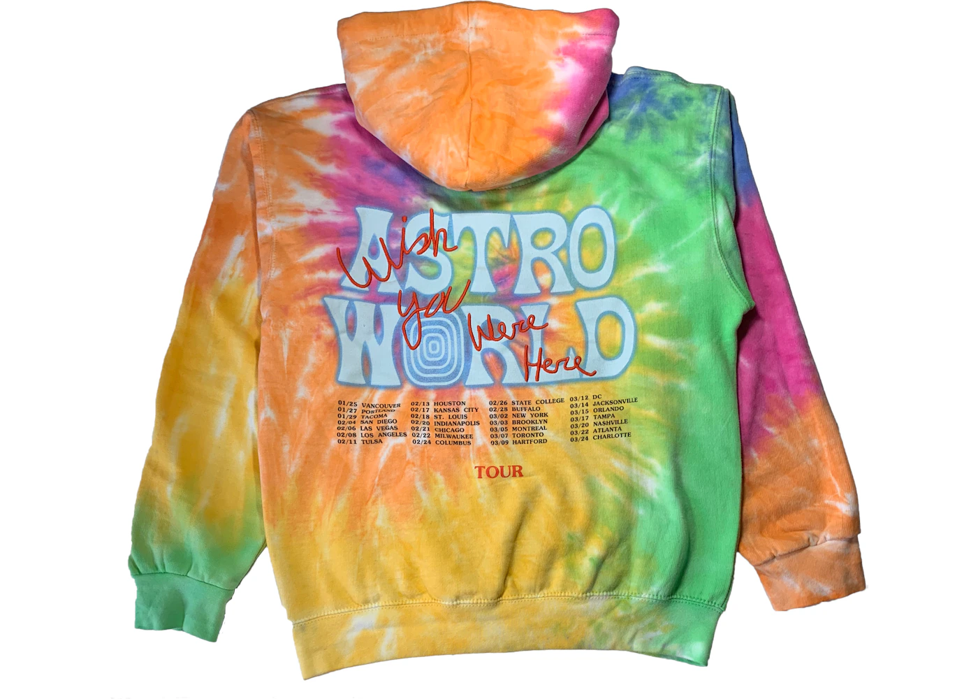Travis Scott Astroworld Tour Skipping Bear Hoodie Tie Dye Men s