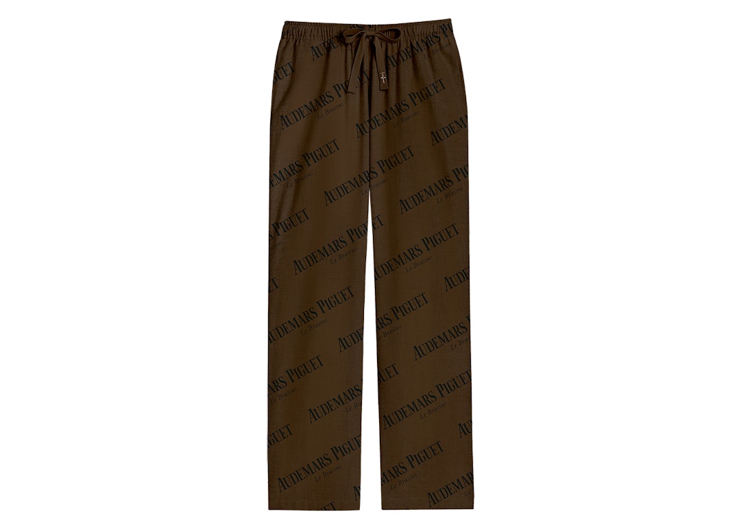 Pre-owned Travis Scott Cj X Audemars Piguet Logo Silk Pajama Pants Brown
