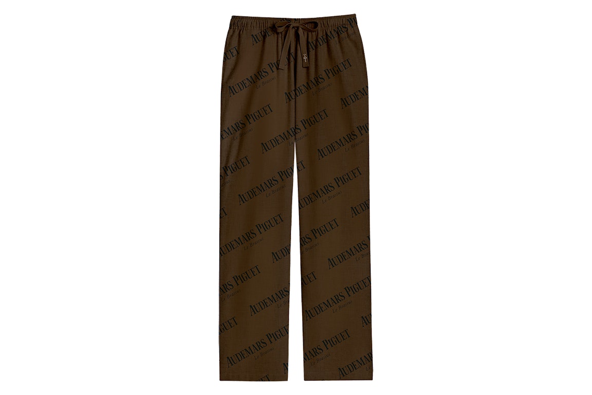 Pre-owned Travis Scott Cj X Audemars Piguet Logo Silk Pajama Pants Brown