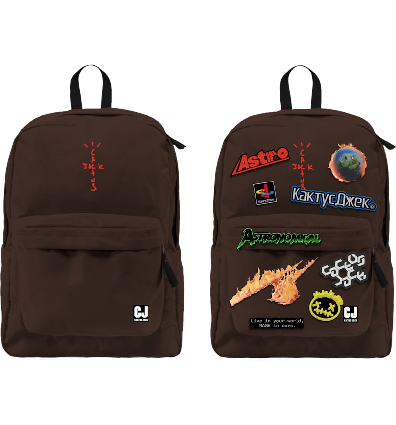 Rucksack mit Aufnaher Set Travis Scott Cactus Jack braun SS20 DE