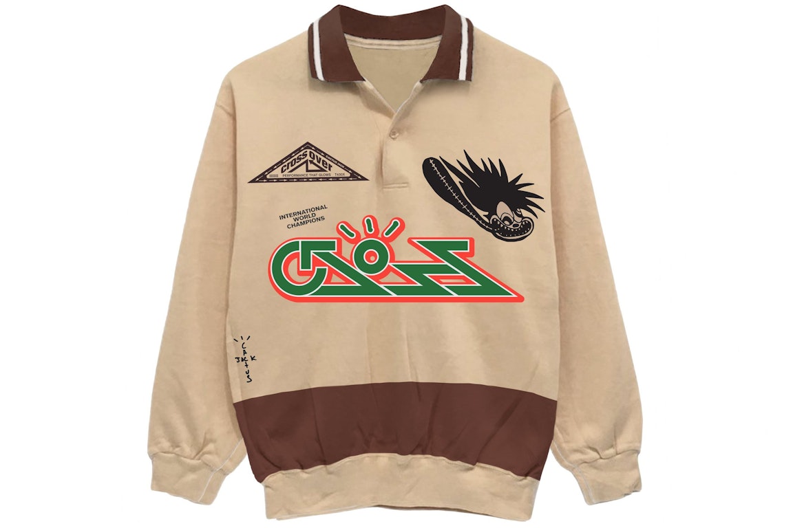 Pre-owned Travis Scott Cactus Jack Cross Rugby Sweater Tan/brown