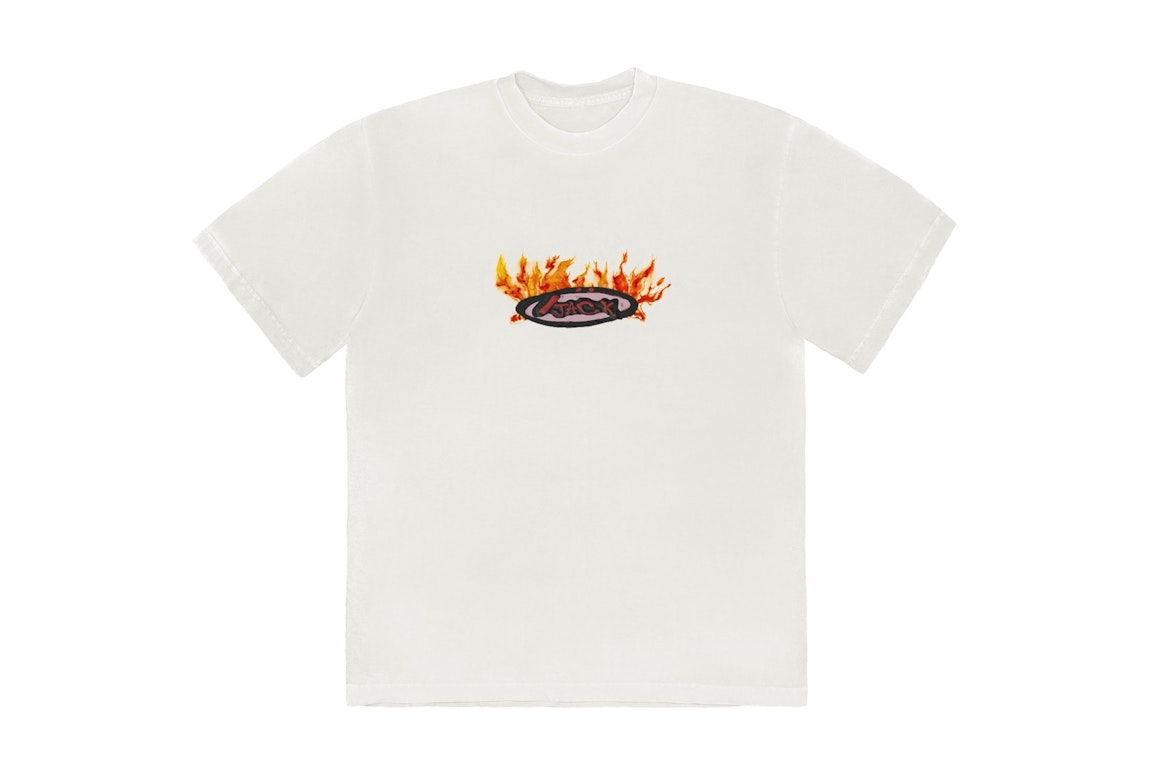 Pre-owned Travis Scott Cactus Jack Flame T-shirt Cream
