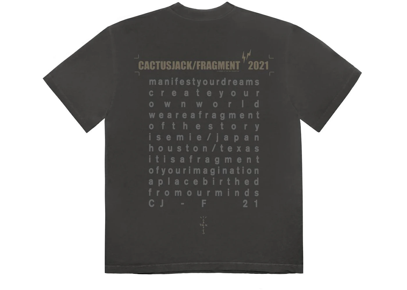 Travis Scott Cactus Jack For Fragment Create T-shirt Washed Black Men's