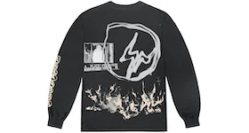 Camiseta Travis Scott Cactus Jack For Fragment Logo L/S en negro decolorado