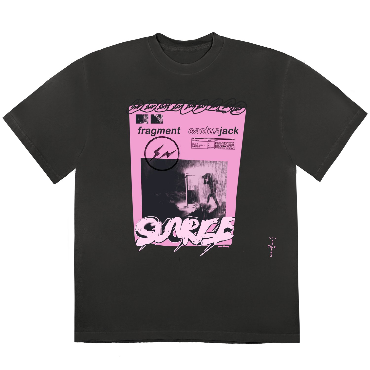 Travis Scott Cactus Jack For Fragment Pink Sunrise T-shirt Washed Black
