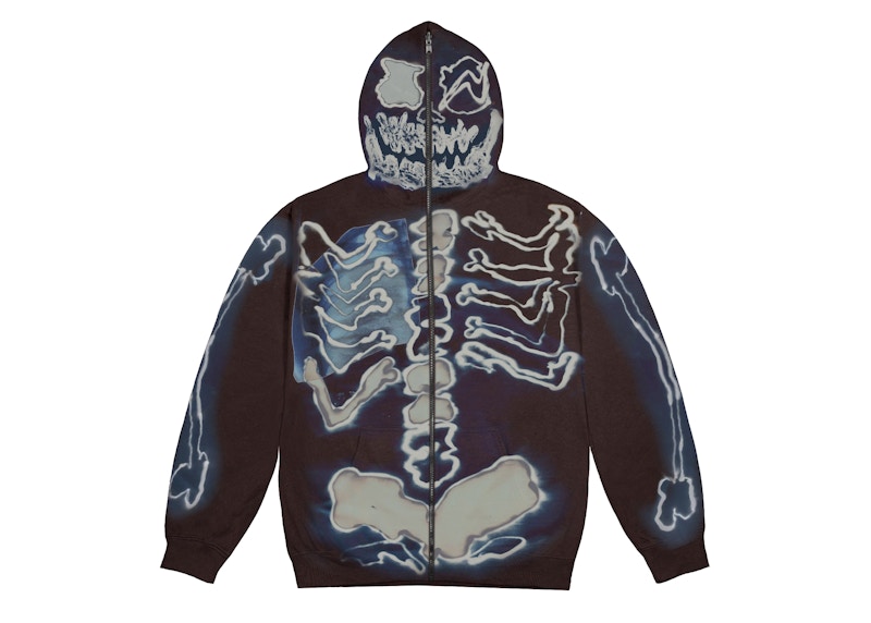 Travis Scott Cactus Jack For Fragment Skeleton Graffiti Full Zip Hoodie Multi