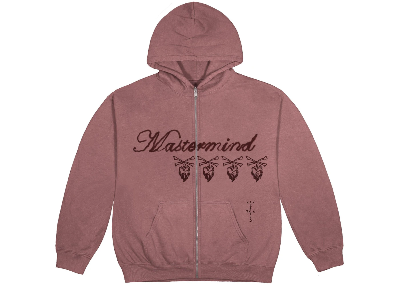 Travis Scott Cactus Jack For Mastermind Skull Zip Up Hoodie Washed Red ...