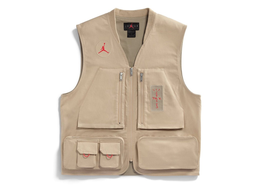Pre-owned Travis Scott Cactus Jack X Jordan Utility Vest (asia Sizing) Desert/khaki/university Red