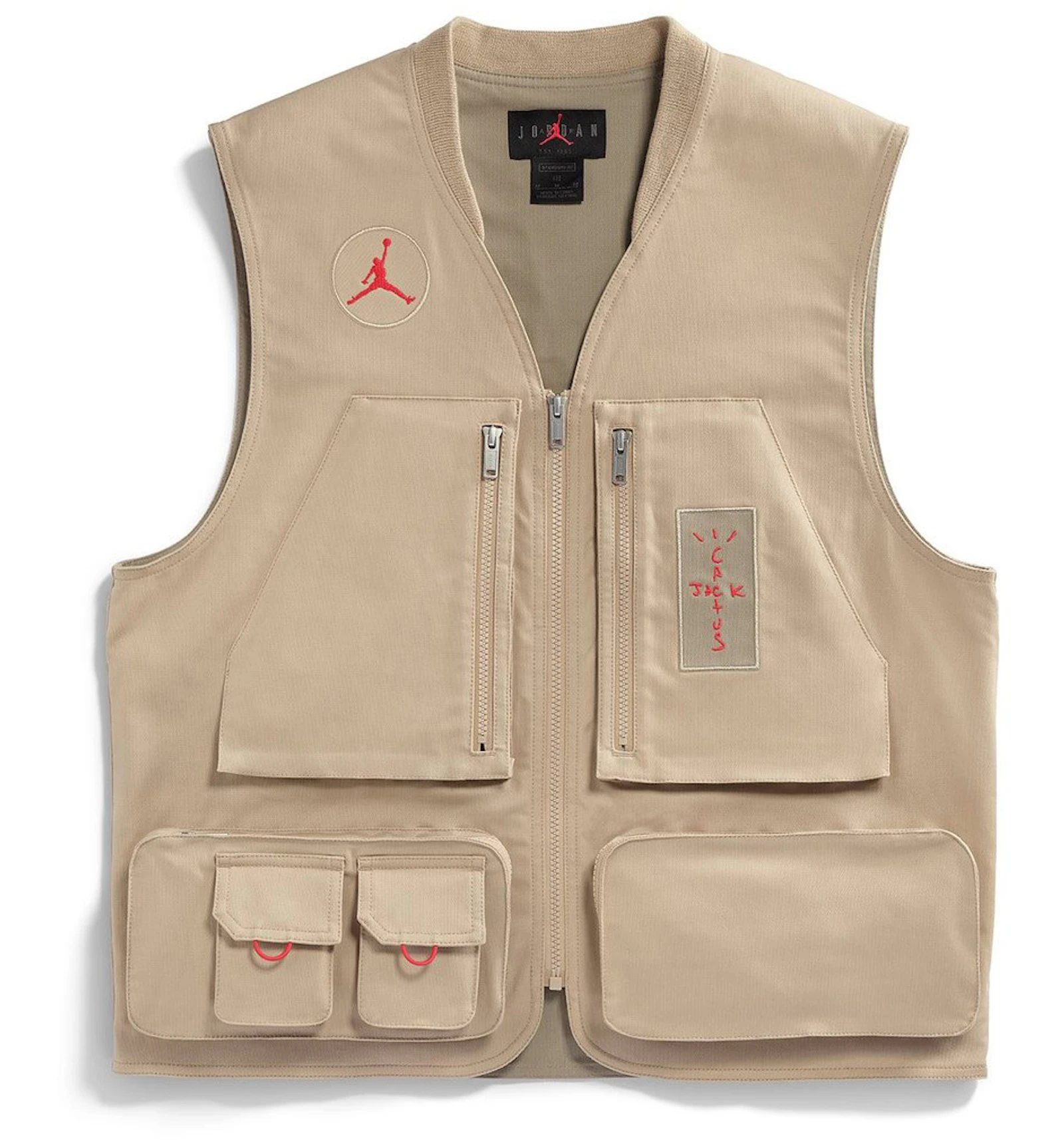 Travis Scott Cactus Jack x Jordan Utility Vest (Asia Sizing) Desert/Khaki/University Red - SS21 - CN