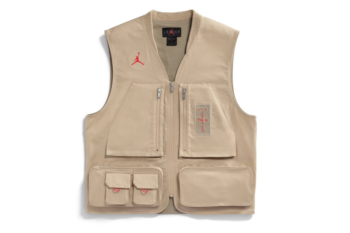 Pre-owned Travis Scott Cactus Jack X Jordan Utility Vest (asia Sizing) Desert/khaki/university Red