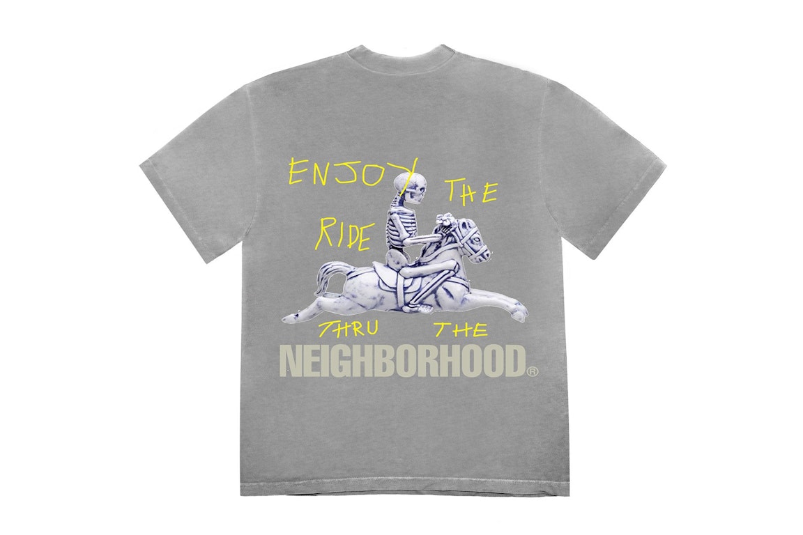 Pre-owned Travis Scott Cactus Jack X Neighborhood Carousel T-shirt Grey