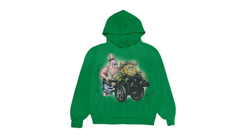 Travis Scott Cactus Jack x Spongebob Fancy Life Hoodie Green Men's Travis Scott Cactus Jack x Spongebob Fancy Life Hoodie Green Men's
