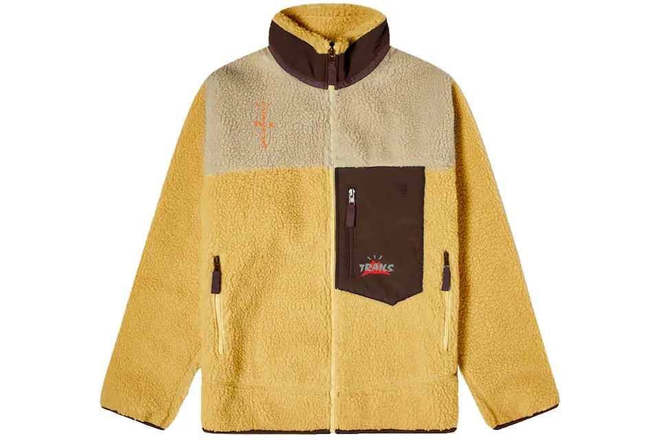 Travis Scott Cactus Trails Tri-Color Full-Zip Sherpa Jacket Gold/Natural/Brown