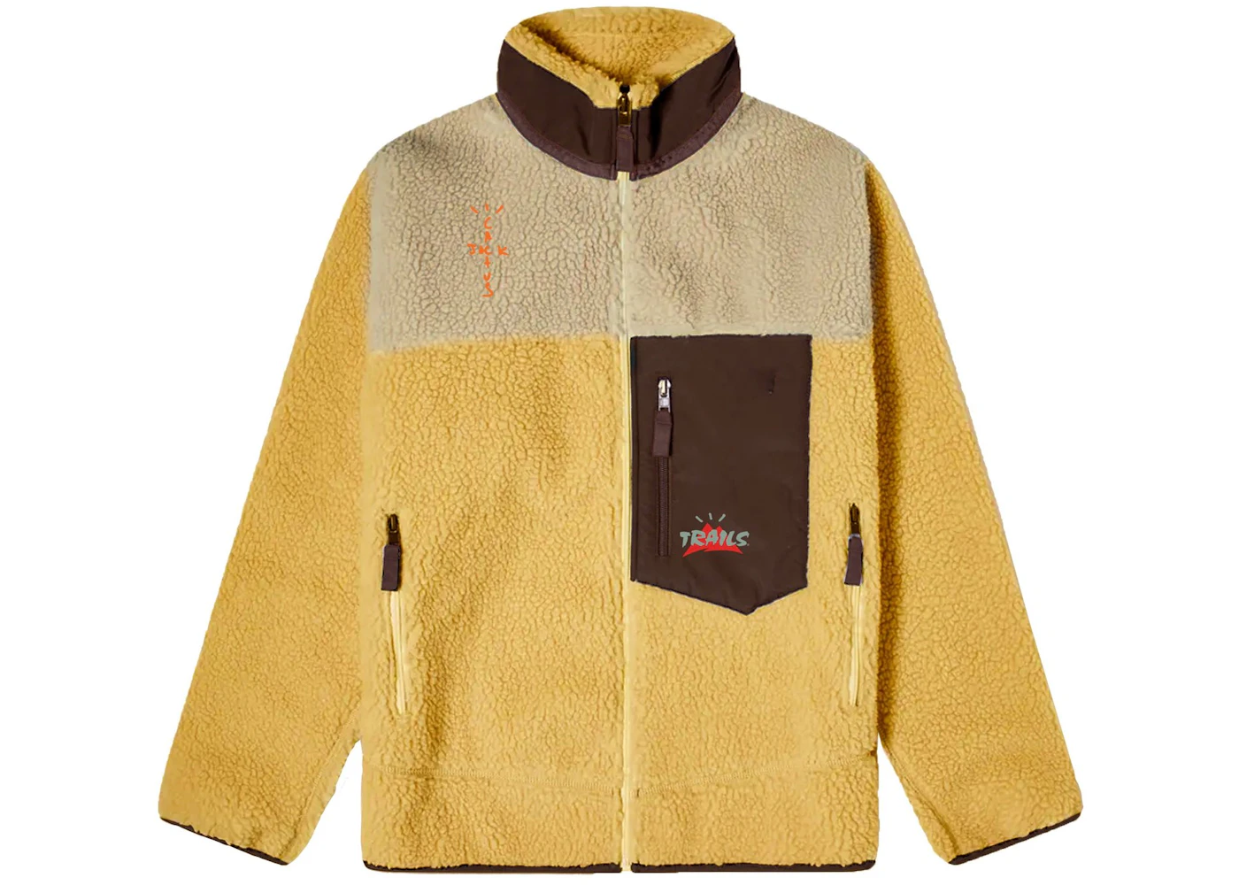 Travis Scott Cactus Trails Tri-Color Full-Zip Sherpa Jacket Gold
