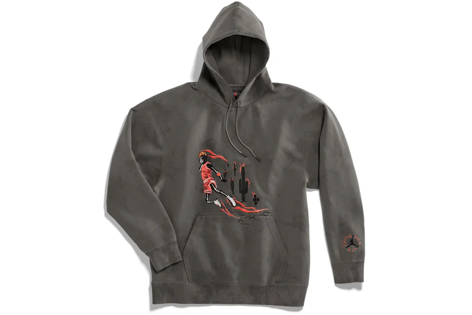 Travis Scott Jordan Washed Suede Hoodie Grey Men s FW19 US