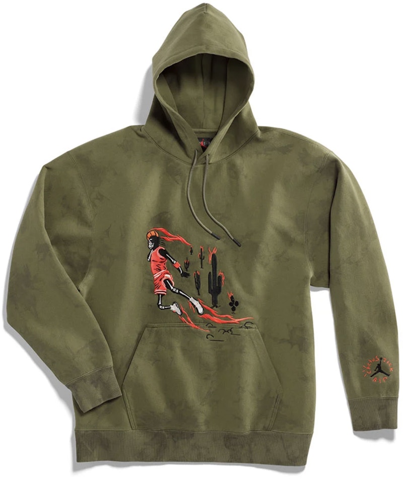 Travis Scott Jordan Washed Suede Hoodie Olive - FW19