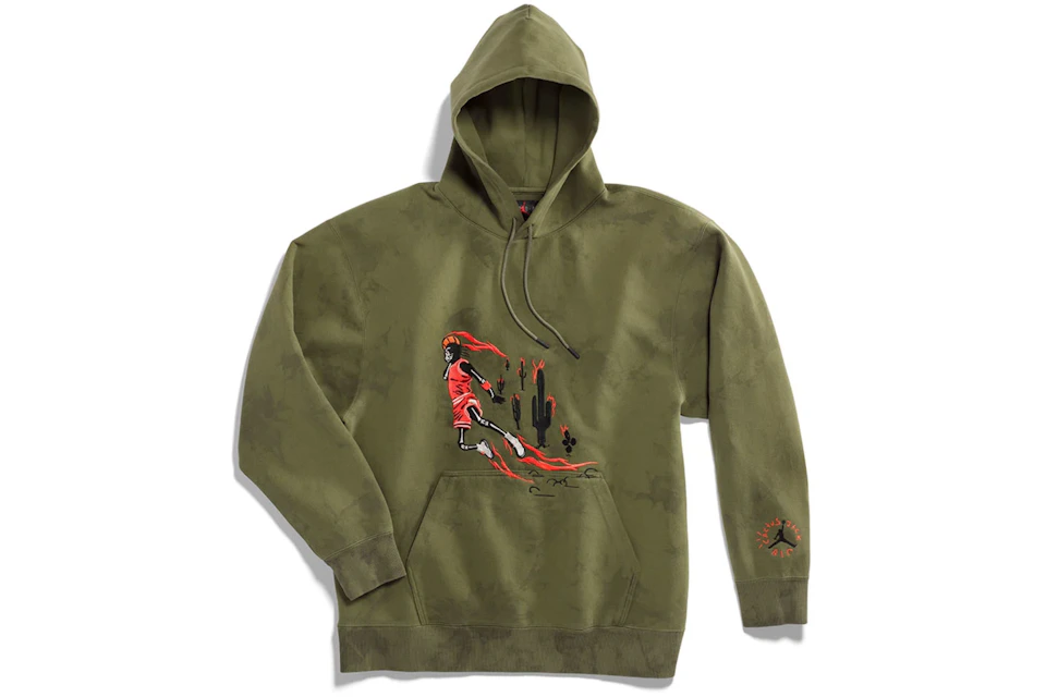 Travis Scott Jordan Washed Suede Hoodie Olive