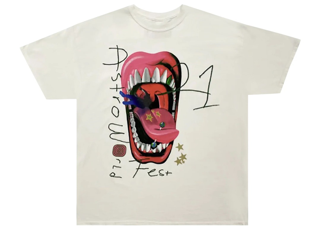Pre-owned Travis Scott Mouth T-shirt White