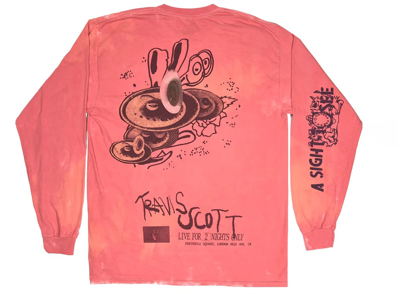 Travis Scott O2 Live Tie Dye Long Sleeve T-shirt Multicolor Men's ...