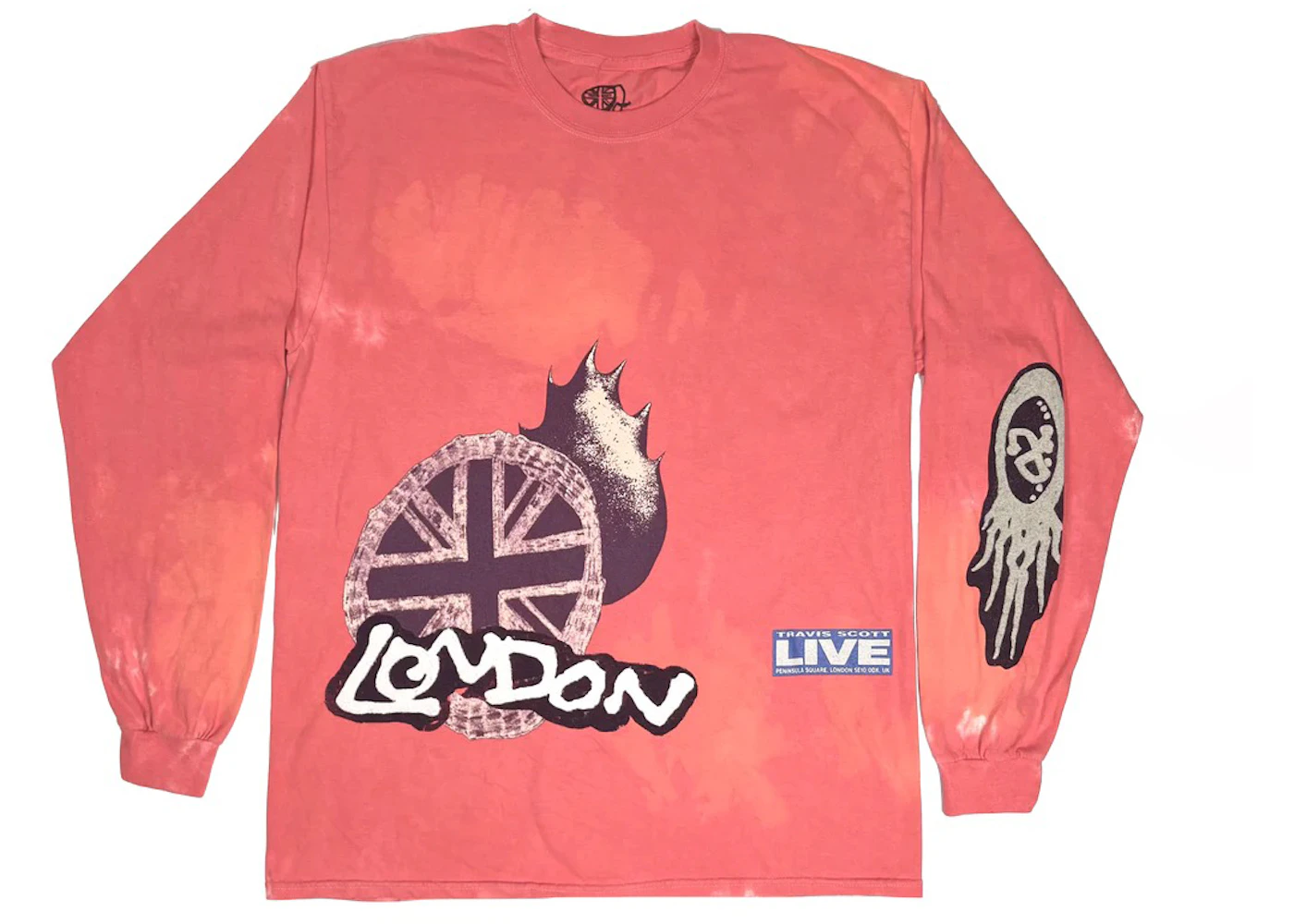 Travis Scott O2 Live Tie Dye Long Sleeve T-shirt Multicolor Men's ...