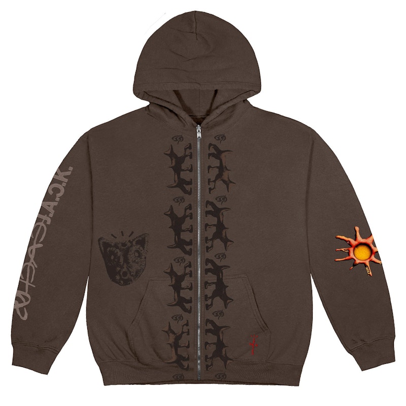 Travis Scott Reverse Dog Zip Up Hoodie Brown