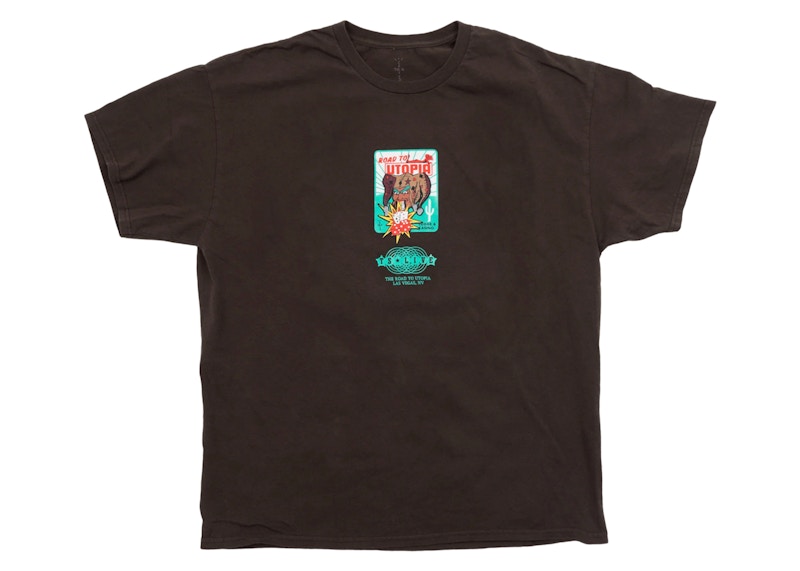 Pre-owned Travis Scott Men's Road To Utopia Las Vegas Joker T-shirt In Brown