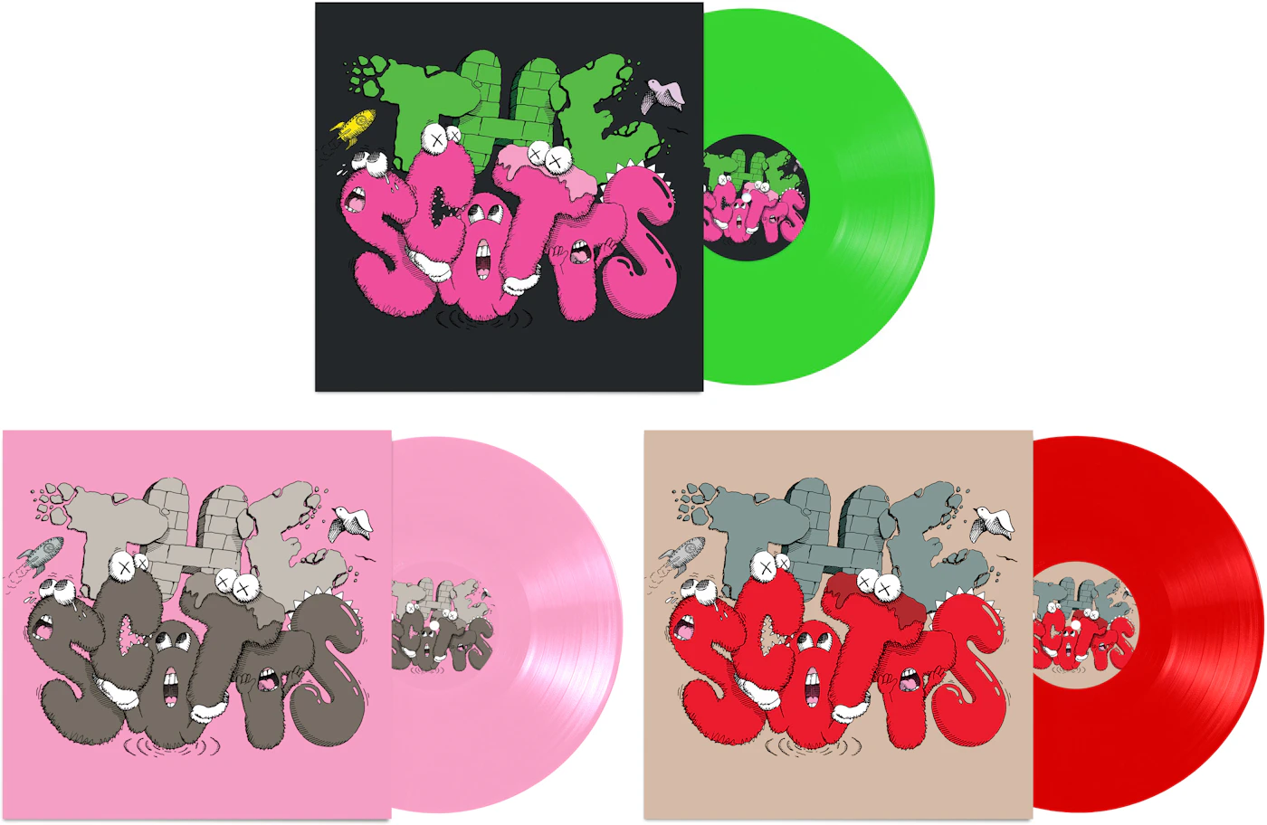 Travis Scott The Scotts KAWS Vinyl 12" Green/Pink/Red -