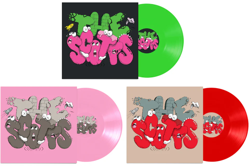 Travis Scott The Scotts KAWS Vinyl 12" Green/Pink/Red Set