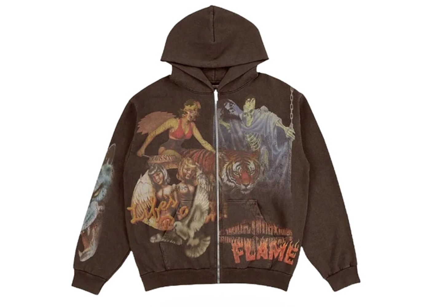 Brown Hoodie Oversized Brauner Zip Up Hoodie Travis Scott Utopia