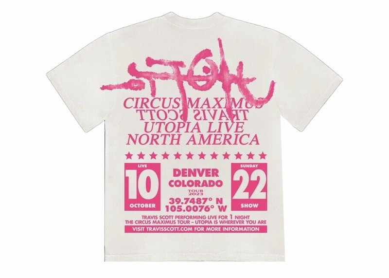 Travis Scott Utopia Circus Maximus Denver Colorado T-shirt White