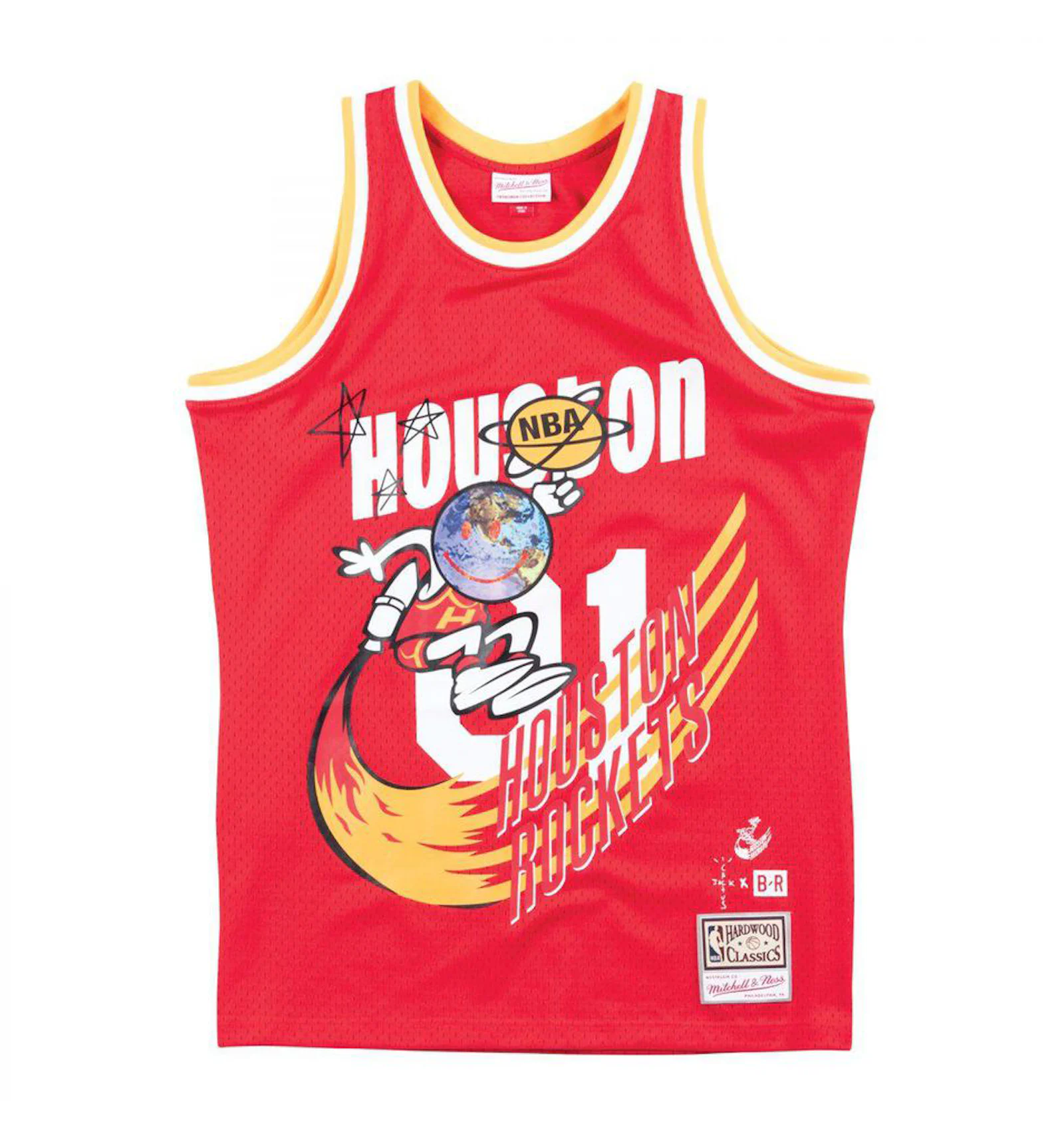 Travis Scott x BR x Mitchell Ness Rockets Jersey Red