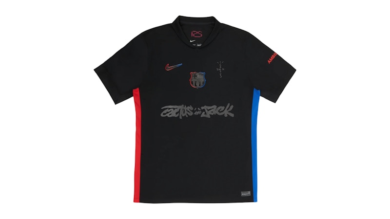 Pre-owned Travis Scott Men's X Fc Barcelona 2024/25 Match Away Cactus Jack Jersey In Black