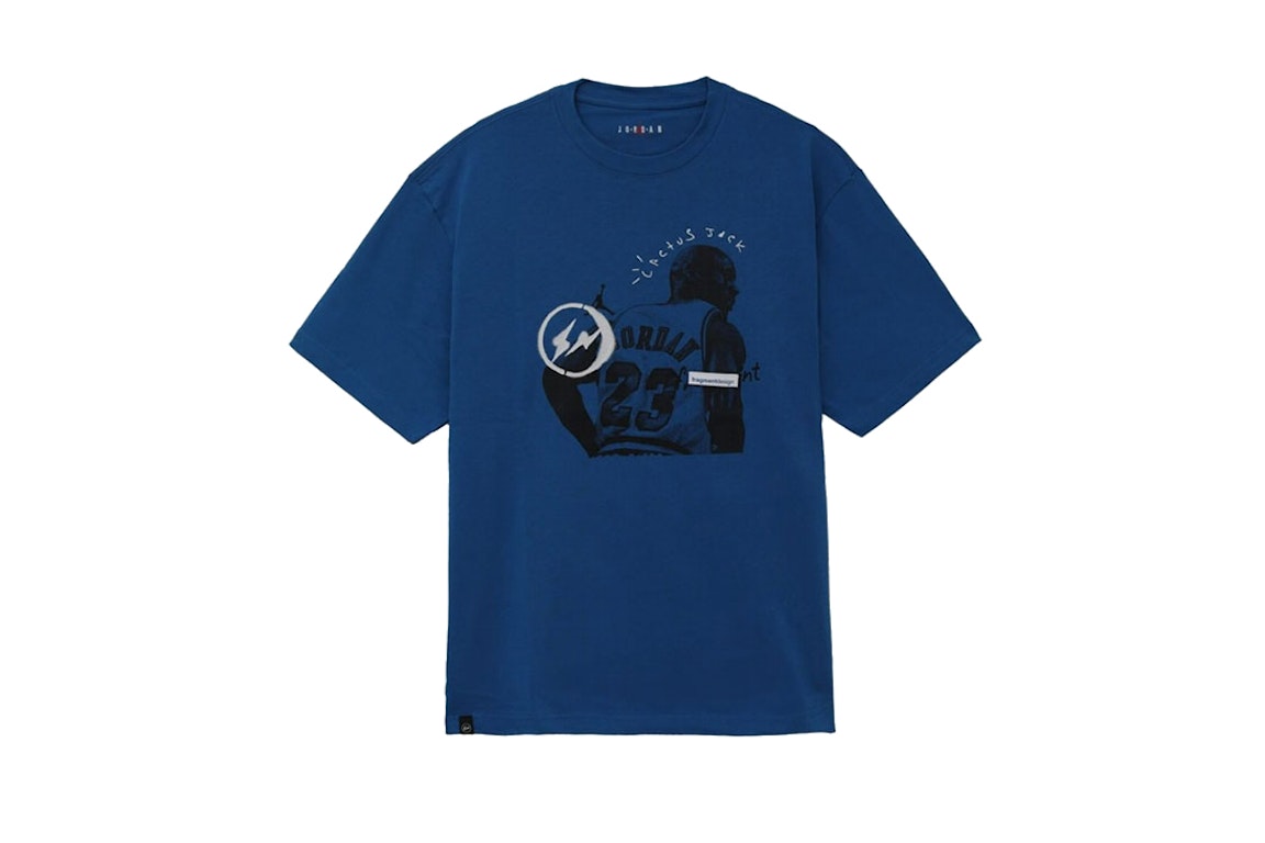 Pre-owned Travis Scott X Jordan X Fragment T-shirt Blue
