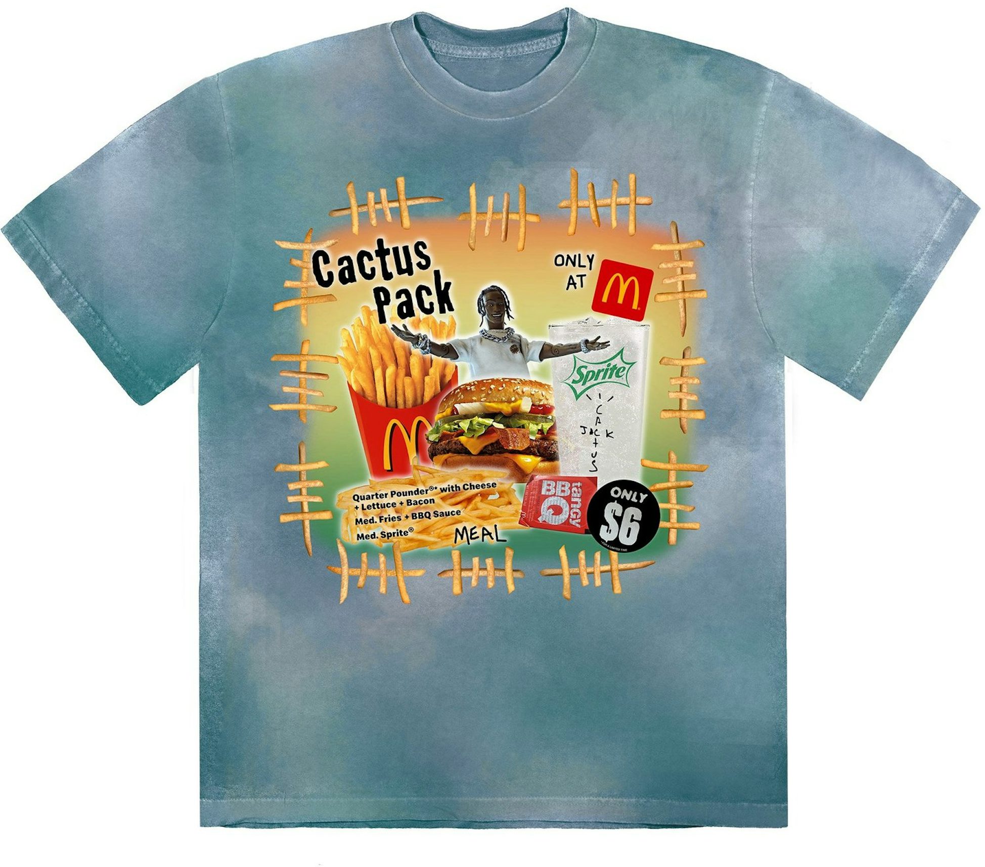 Travis Scott Cactus Jack Laflame Rapper Graphic Black Rap T-Shirt Size Med  Rare