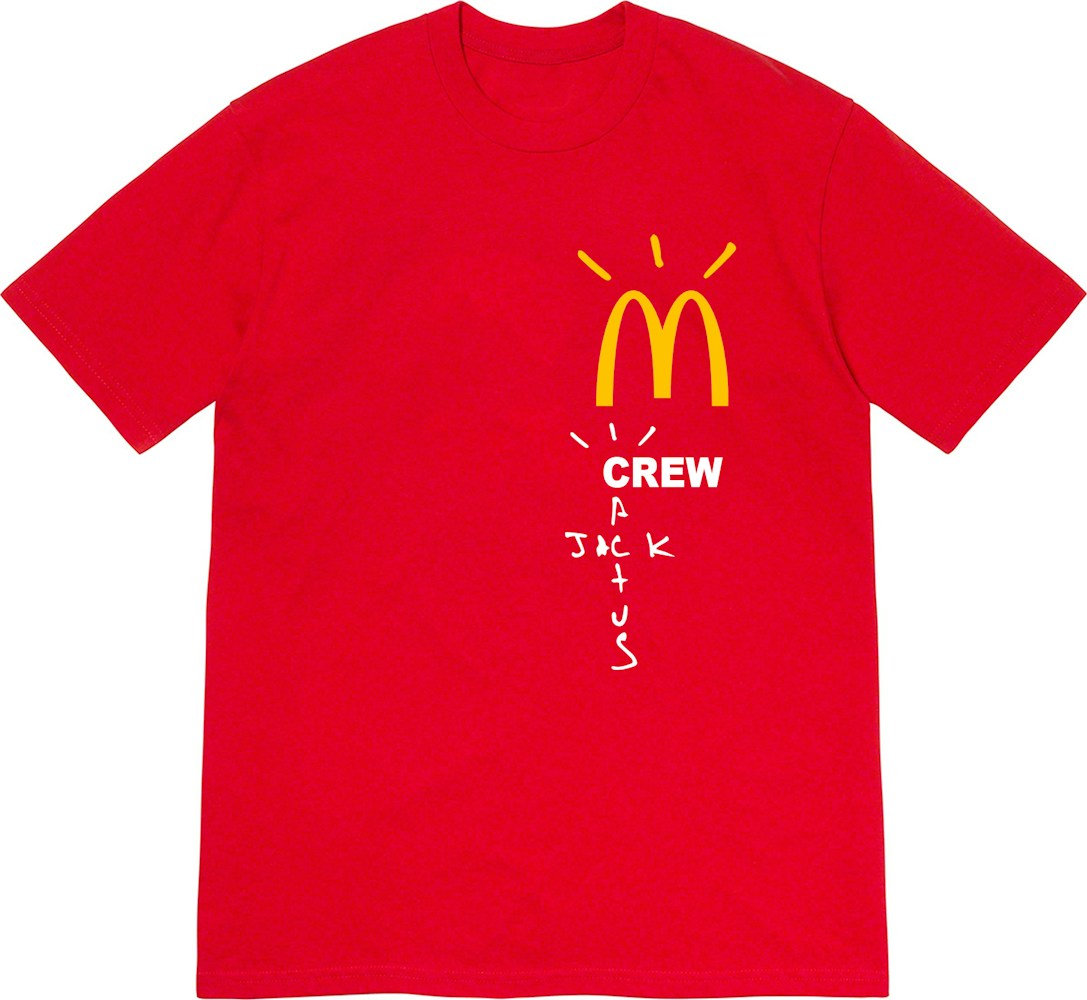 Travis Scott X Mcdonald S Crew T Shirt Red Fw20 - roblox mcdonalds shirt