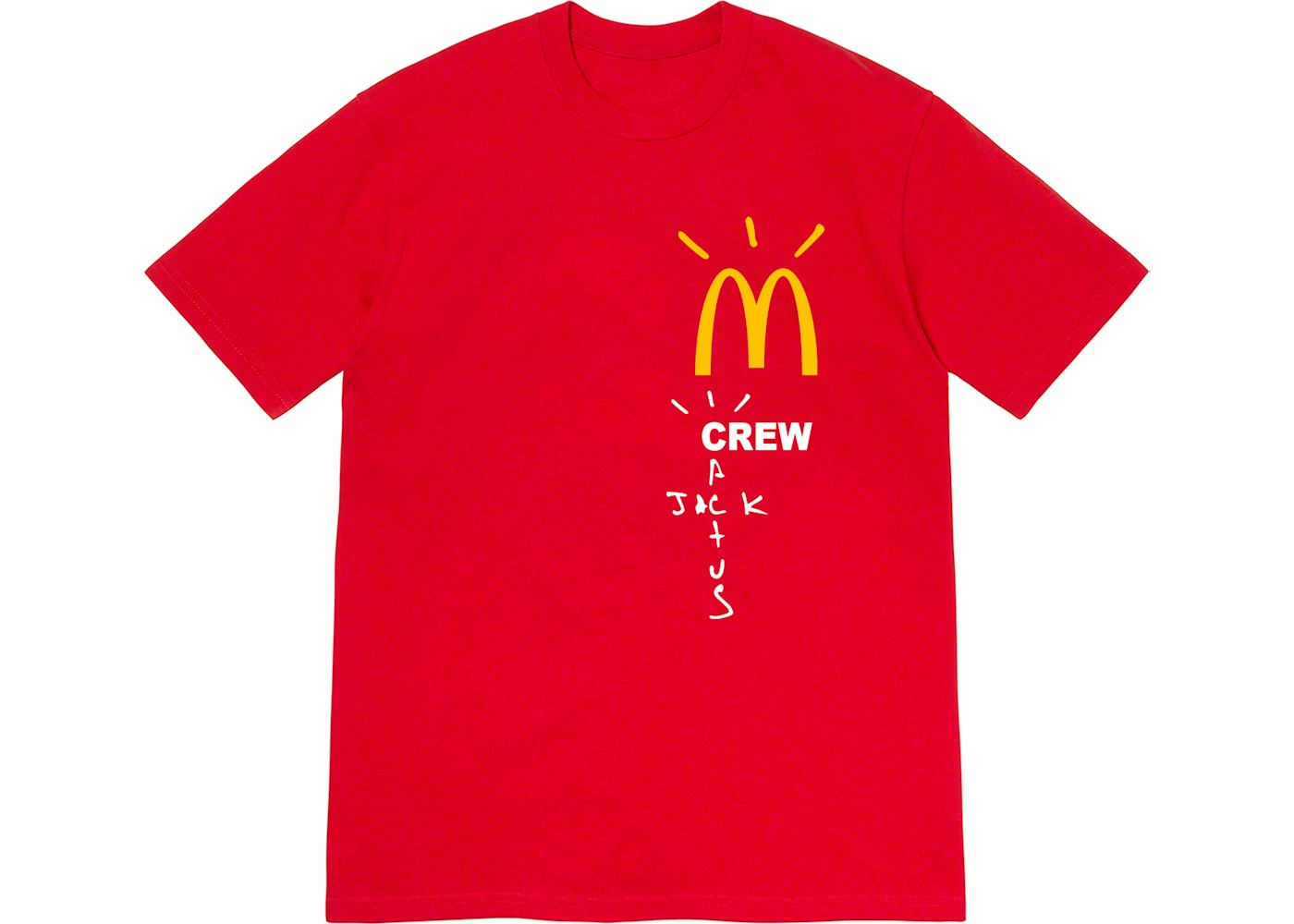 Travis Scott X Mcdonald S Crew T Shirt Red Fw Travis Scott X Mcdonald S Crew T Shirt Red Fw