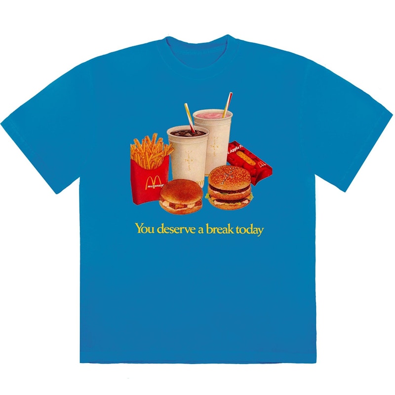 Pre-owned Travis Scott Men's X Mcdonald's Deserve A Break Iii T-shirt In Blue