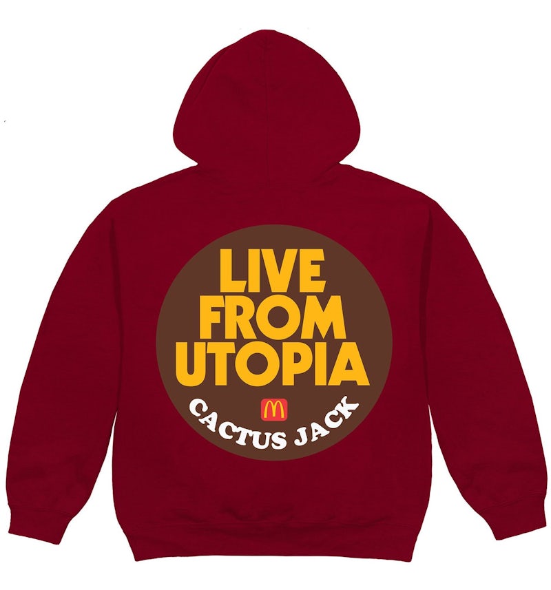 Travis Scott x McDonald's Live From Utopia Sticker Hoodie Burgundy