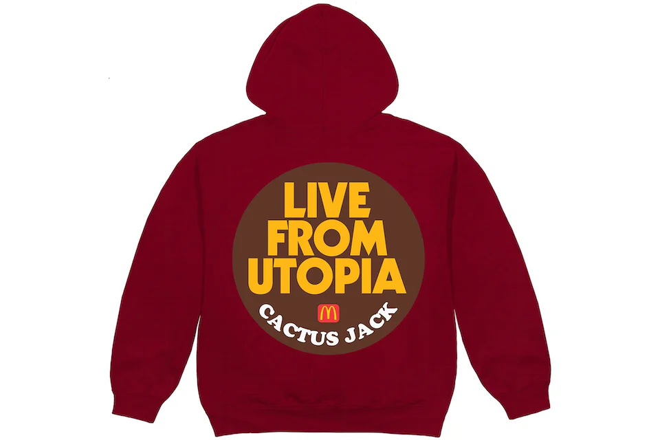 Travis Scott x McDonald's Live From Utopia Sticker Hoodie Burgundy