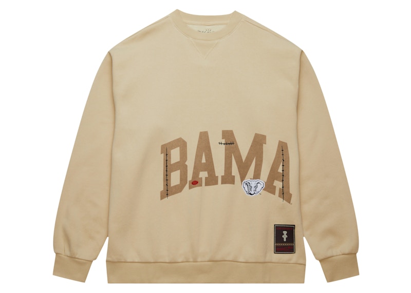 Pre-owned Travis Scott X Mitchell & Ness Alabama Crimson Tide Pullover Sweatshirt In Tan In Brown