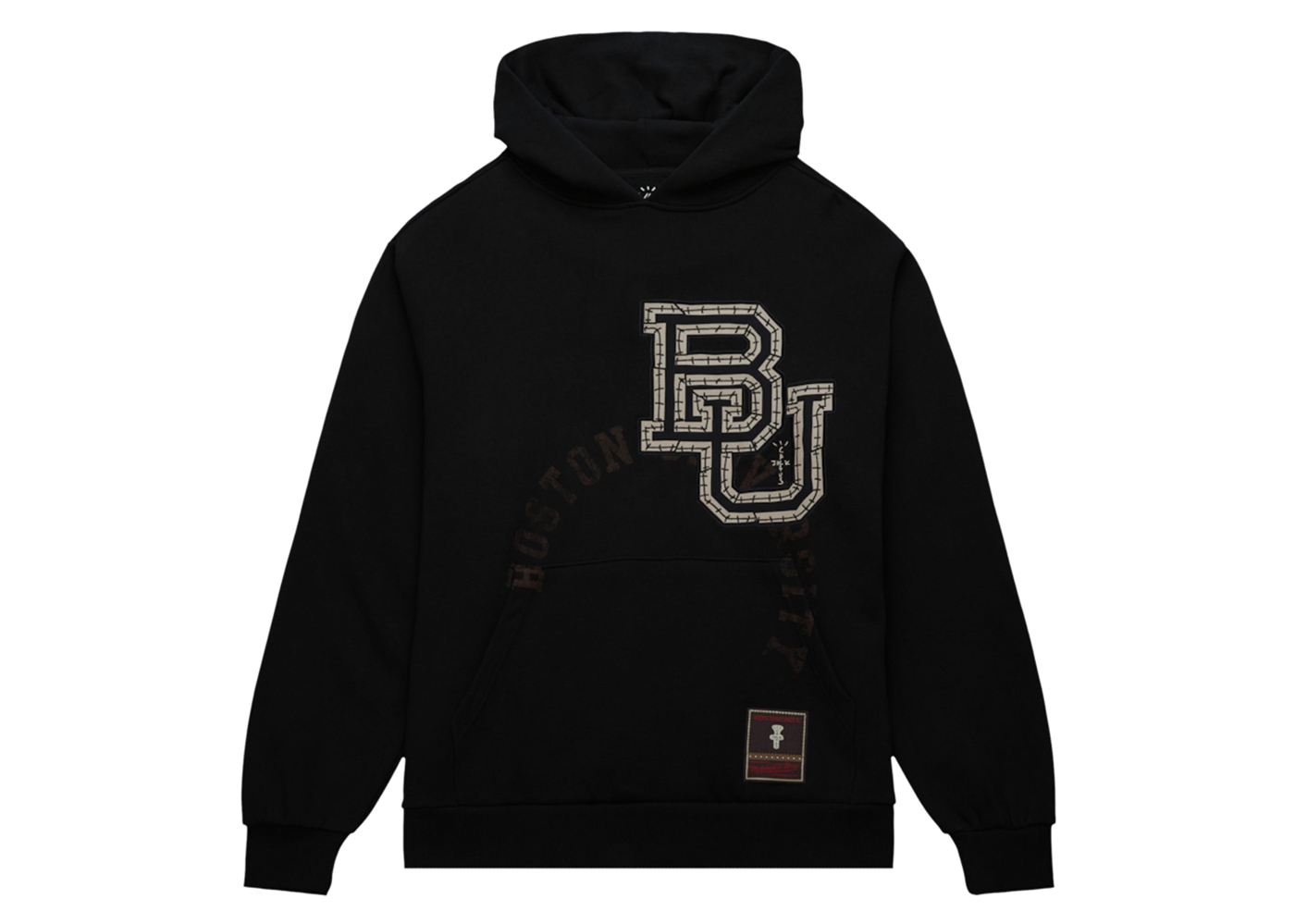 Travis Scott x Mitchell & Ness Boston University Overlap Pullover Hoodie  Black